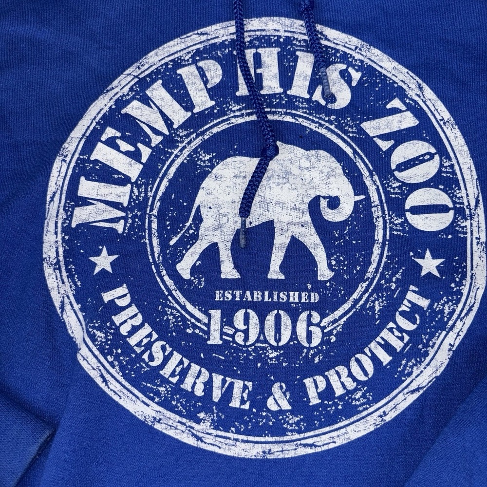 Memphis Zoo Hoodie Mens Large Blue Pullover Preserve & Protect Wildlife Tourist - Picture 3 of 9